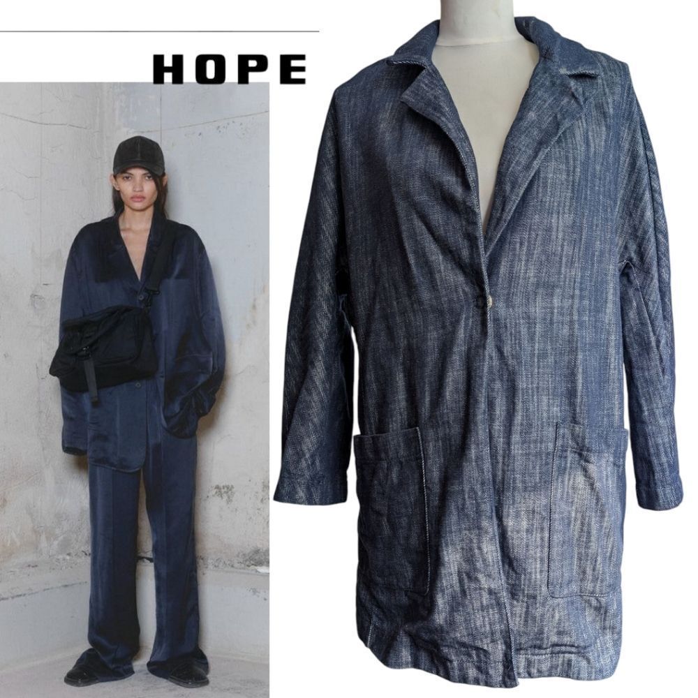 HOPE STHLM Stockholm 💯 Cotton Made In Italy Oversized Denim Blazer Jacket  S